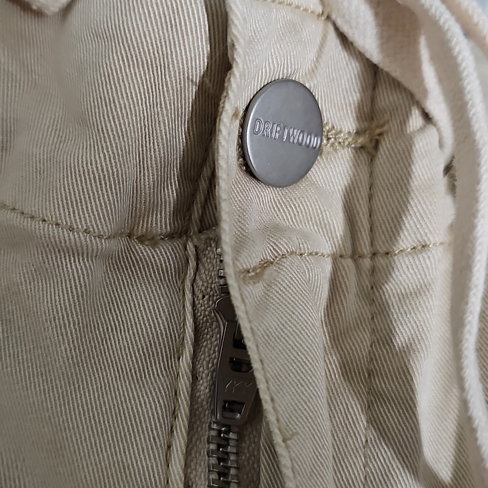 Driftwood Floral Beige Embroidered‎ Cuffed Hem Drawstring Pants Size Medium NWT - Picture 2 of 6